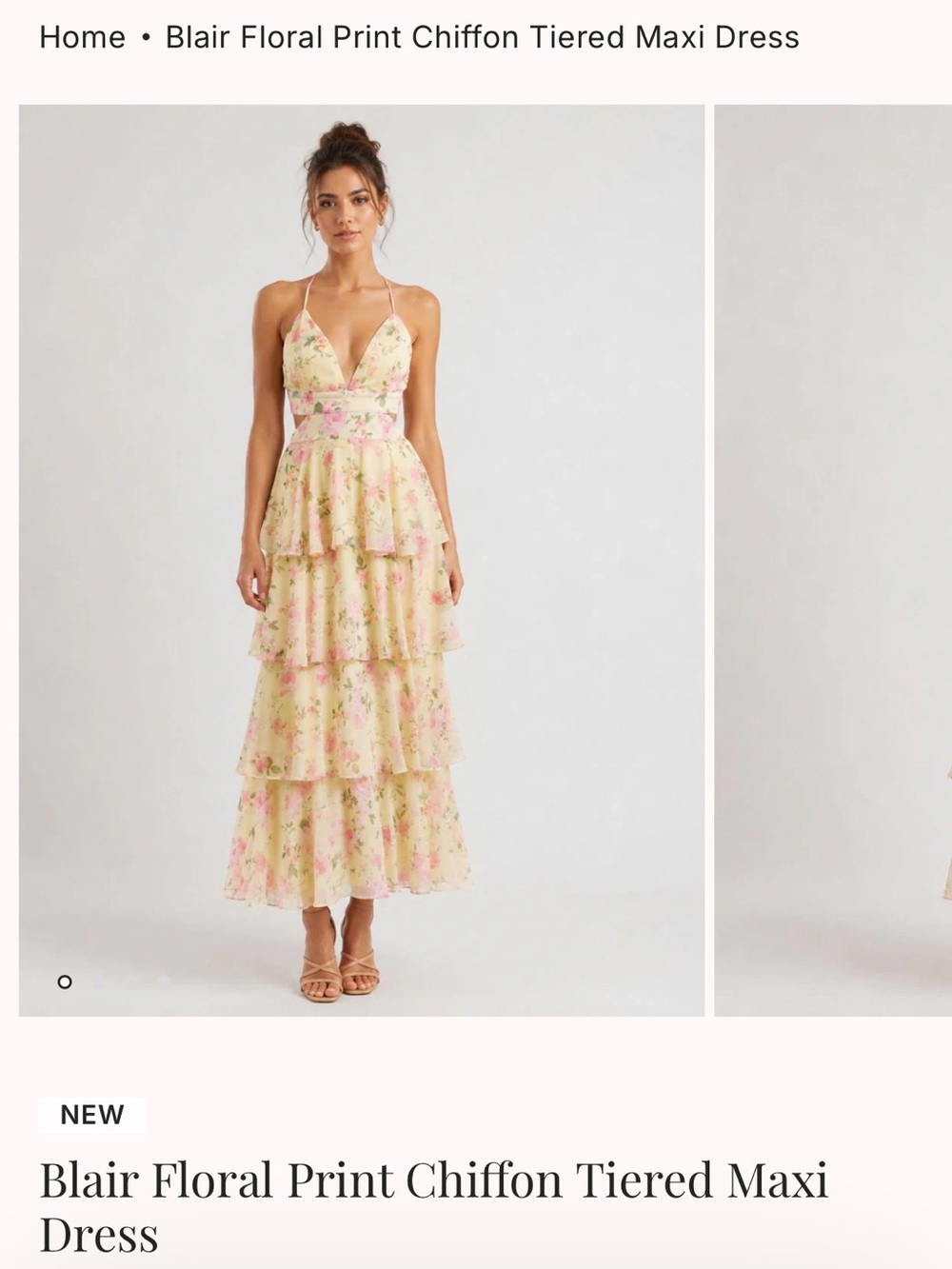 Lovely Day Tiered Floral Chiffon Maxi Dress - Pink & Yellow